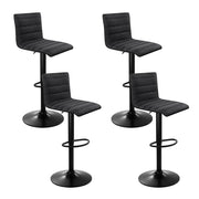 Artiss Set of 4 Bar Stools Fabric Kitchen Cafe Swivel Bar Stool Chair Gas Lift Black