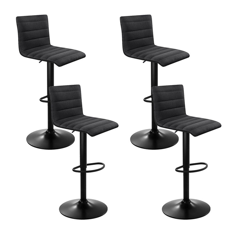 Artiss Set of 4 Bar Stools Fabric Kitchen Cafe Swivel Bar Stool Chair Gas Lift Black