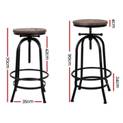 Artiss Set of 2 Kitchen Bar Stools Vintage Bar Stool Retro Rustic Industrial Chairs