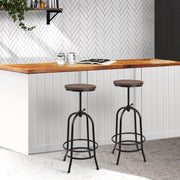 Artiss Set of 2 Kitchen Bar Stools Vintage Bar Stool Retro Rustic Industrial Chairs