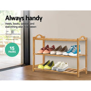 Artiss Tiers Bamboo Shoe Rack Storage Organiser Wooden Shelf Stand Shelves