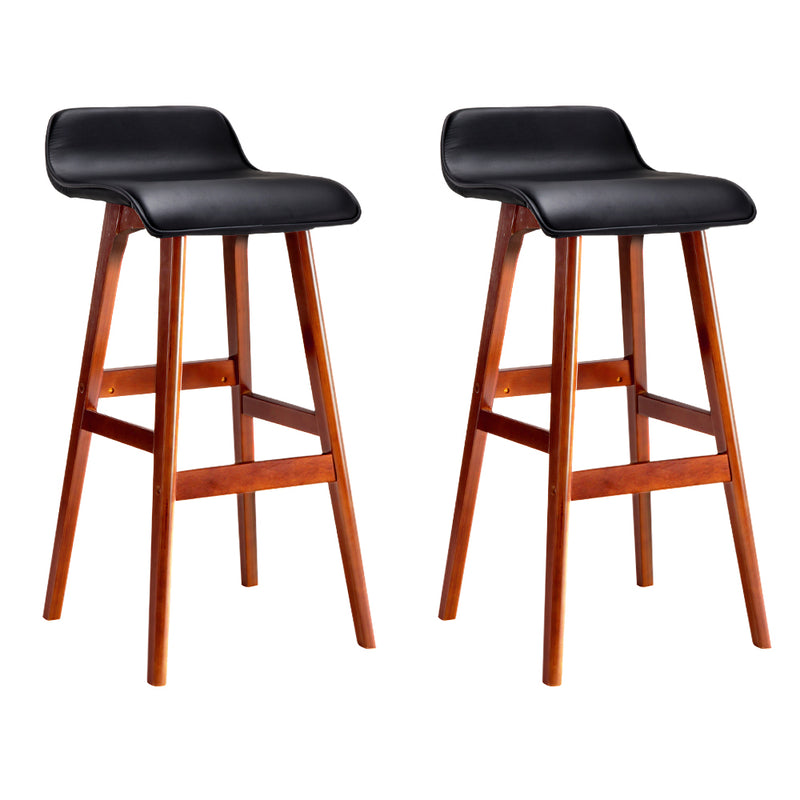 Artiss Set of 2 Pu Leather and Wood Bar Stool - Black