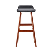 Artiss Set of 2 Pu Leather and Wood Bar Stool - Black