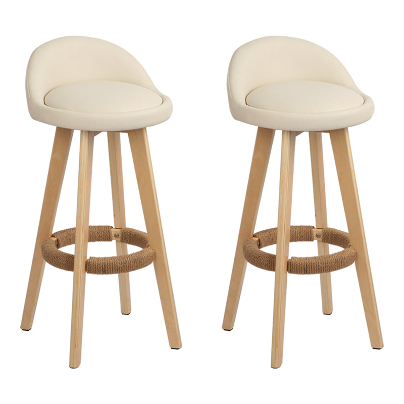 Artiss Set of 2 Pu Leather Bar Stools - Beige