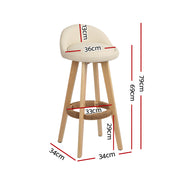 Artiss Set of 2 Pu Leather Bar Stools - Beige