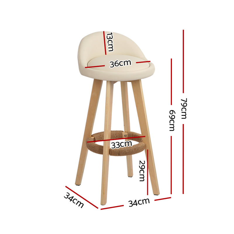 Artiss Set of 2 Pu Leather Bar Stools - Beige