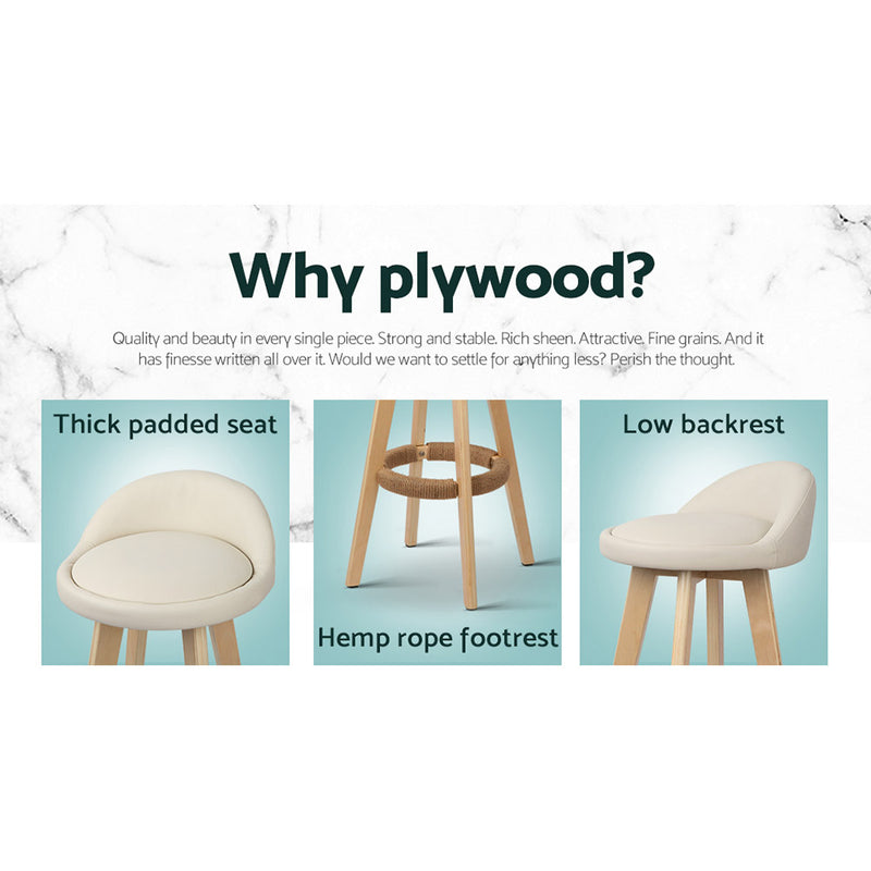 Artiss Set of 2 Pu Leather Bar Stools - Beige