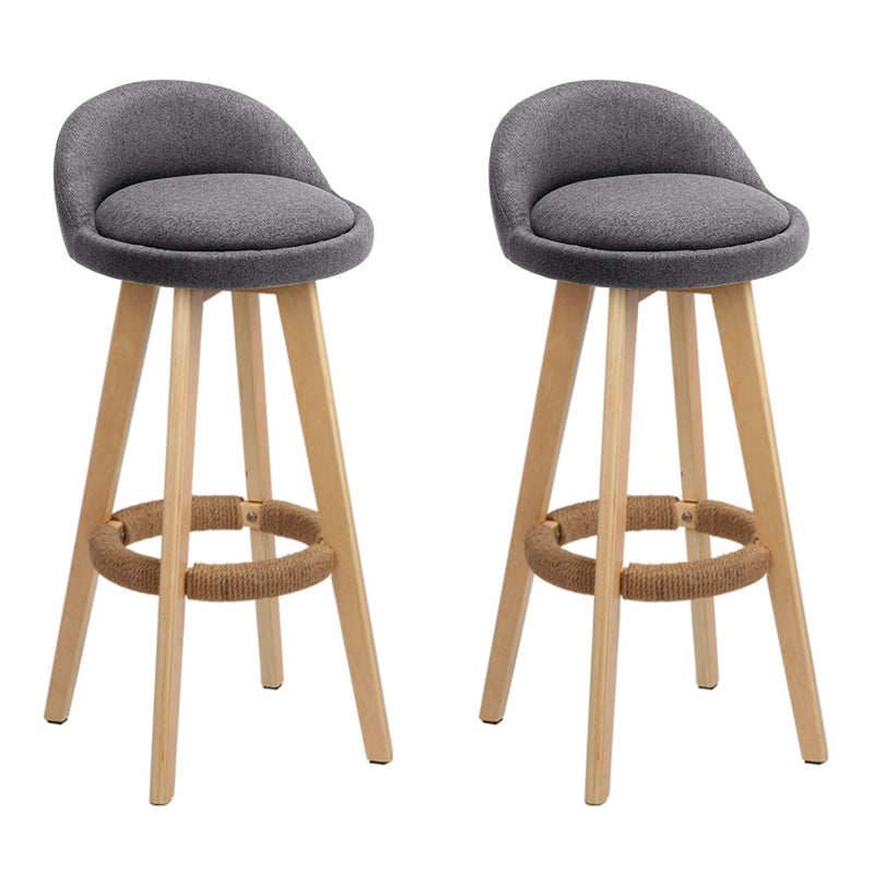 Artiss Set of 2 Fabric Bar Stools-grey