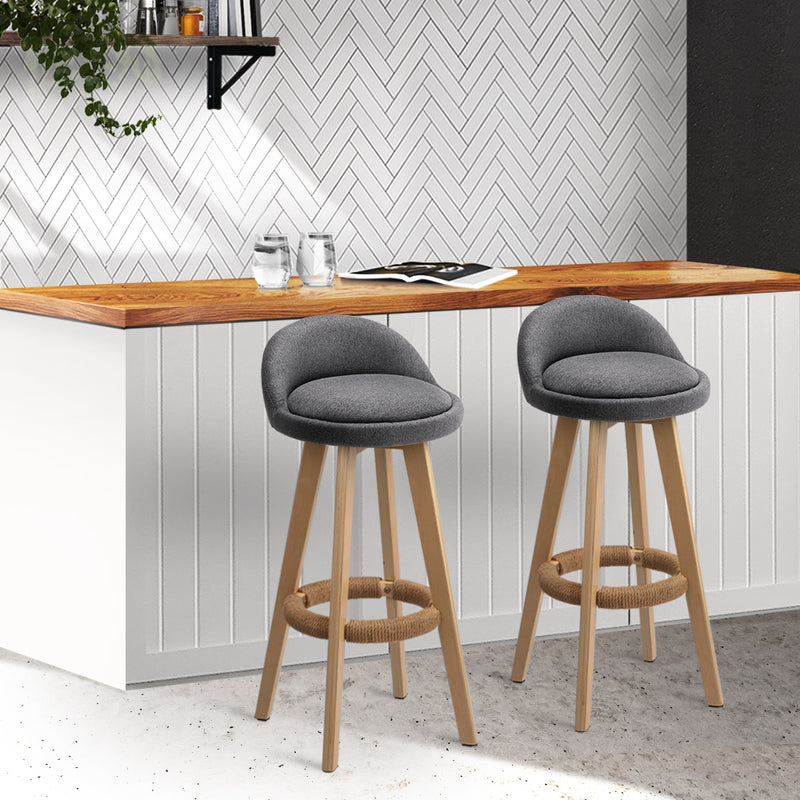 Artiss Set of 2 Fabric Bar Stools-grey