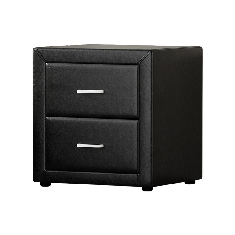 Artiss PVC Leather Bedside Table Black