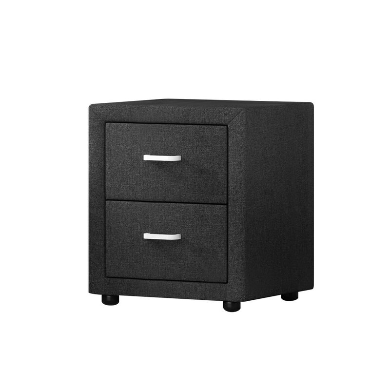 Artiss PVC Leather Bedside Table Charcoal