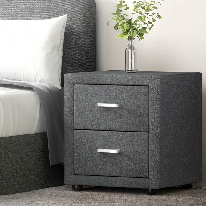 Artiss PVC Leather Bedside Table - Black