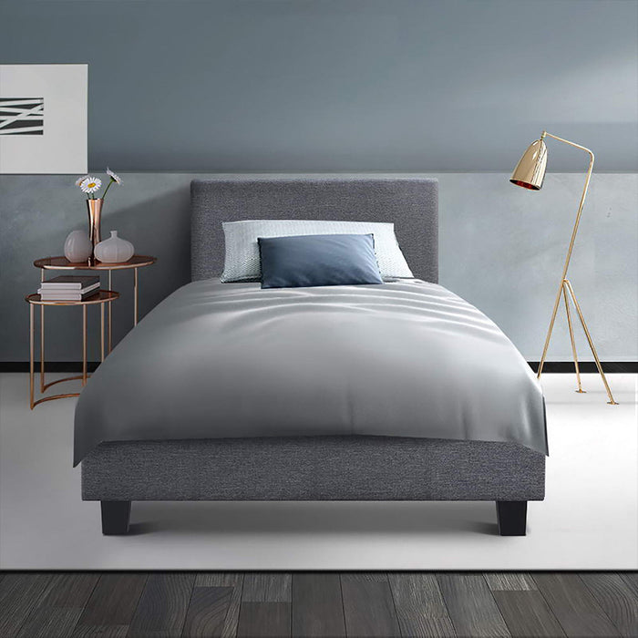 Artiss Bed Frame Single Size Base Mattress Platform Fabric Wooden Grey NEO