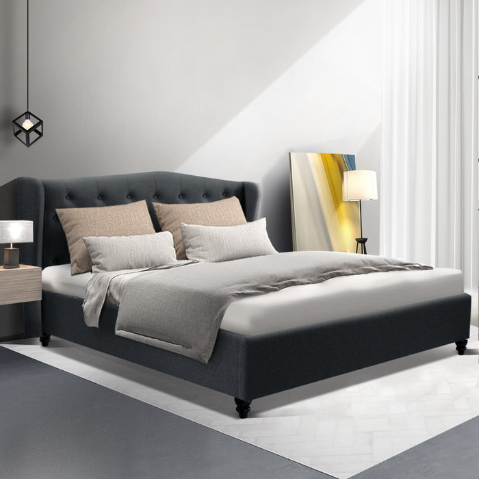 Artiss Queen Size Bed Frame Base Mattress Platform Fabric Wooden Charcoal PIER