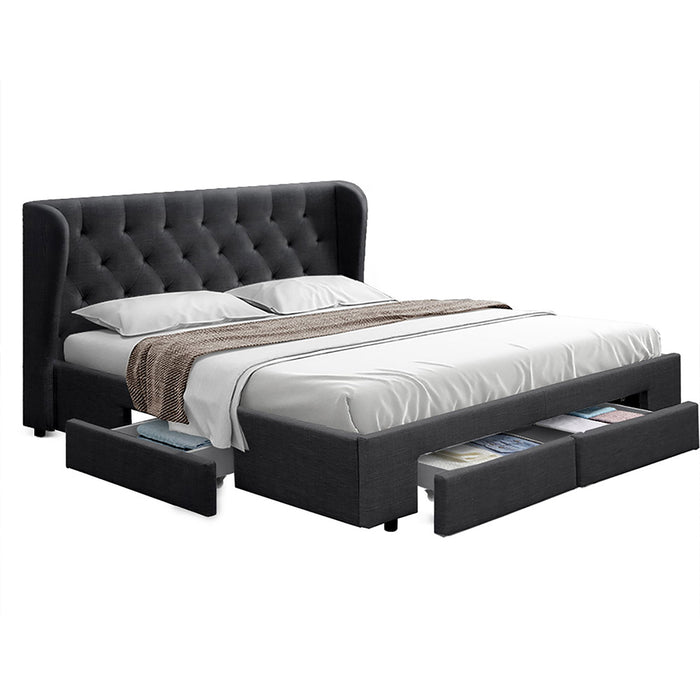 MILA Grey King Size Bed Frame Wtih Storage