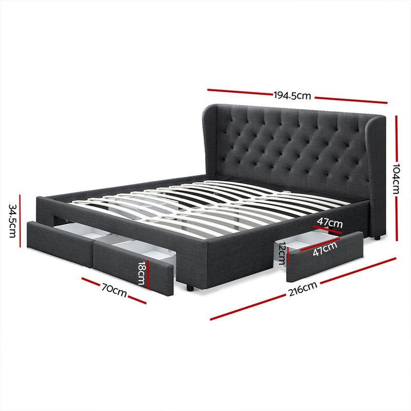 Artiss King Size Bed Frame Base Mattress With Storage Drawer MILA