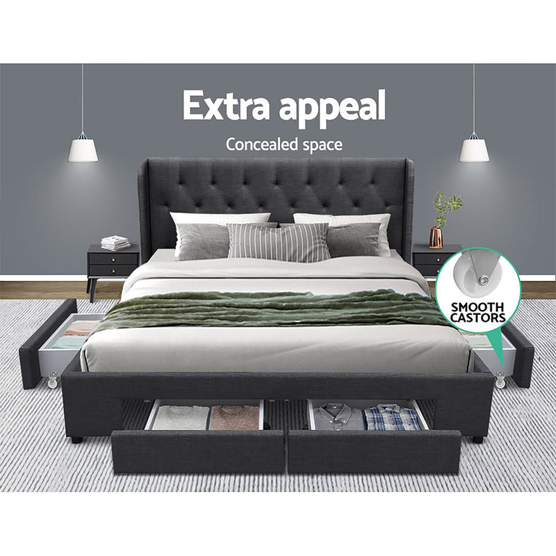Artiss King Size Bed Frame Base Mattress With Storage Drawer MILA