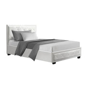 Artiss TIYO King Single Size Gas Lift Bed Frame Base With Storage Mattress White Leather