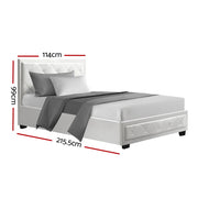 Artiss TIYO King Single Size Gas Lift Bed Frame Base With Storage Mattress White Leather