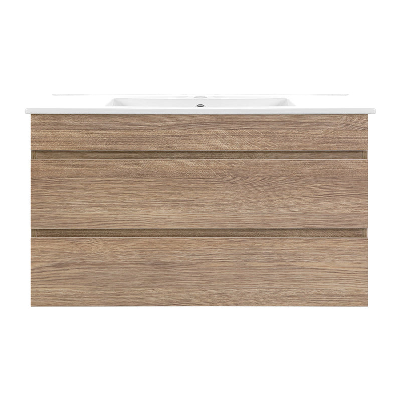 Cefito 900mm Bathroom Vanity Cabinet Wash Basin Unit Sink Storage Wall Mounted Oak White