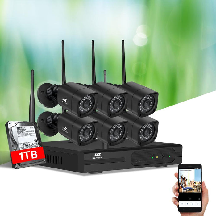 UL-tech CCTV Wireless Security Camera System 4CH Home Outdoor WIFI Square Cameras Kit 1TB
