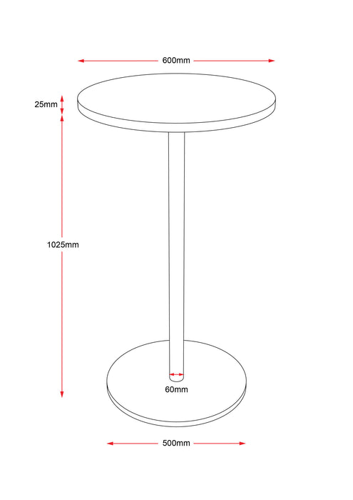 Rapidline Circular Dry Bar Table with flat Disc Base