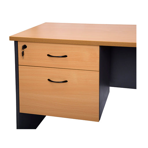 Rapidline Fixed Under Desk Pedestal - 1 Personal Drawer + 1 File Drawer Beech