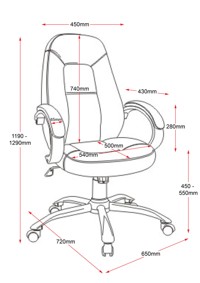 Rapidline Executive High Back Chair With Fabric Inlay For Extra Comfort