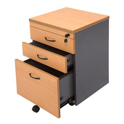 Rapidline Mobile Pedestal 2 Personal Drawers and 1 File Drawer Beech