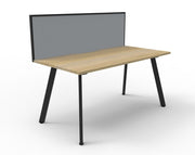 Rapidline Eternity Single Sided Workstation with Screens Natural Oak Black
