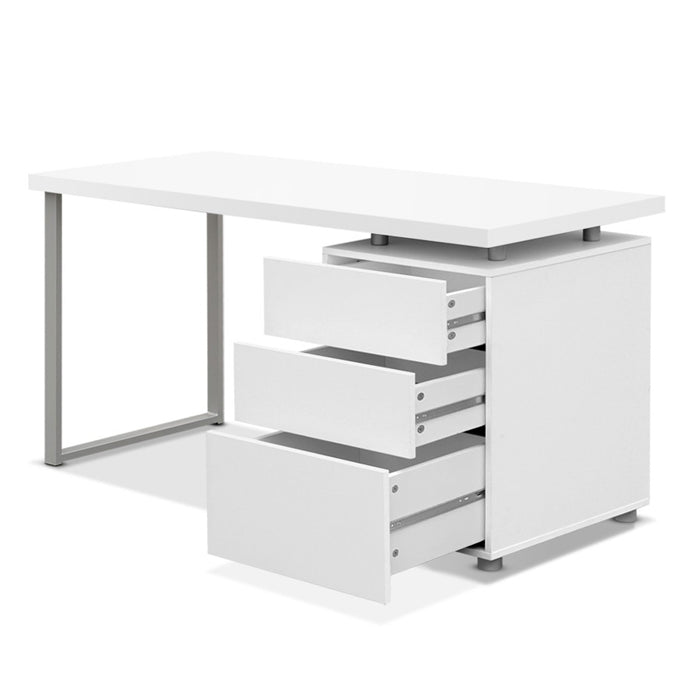 Artiss Metal Computer Office Desk with 3 Drawers - White