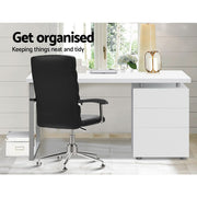 Artiss Metal Computer Office Desk with 3 Drawers - White