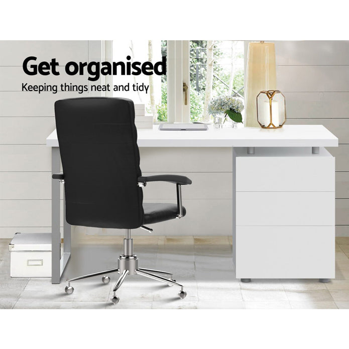 Artiss Metal Computer Office Desk with 3 Drawers - White