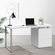 Artiss Metal Computer Office Desk with 3 Drawers - White