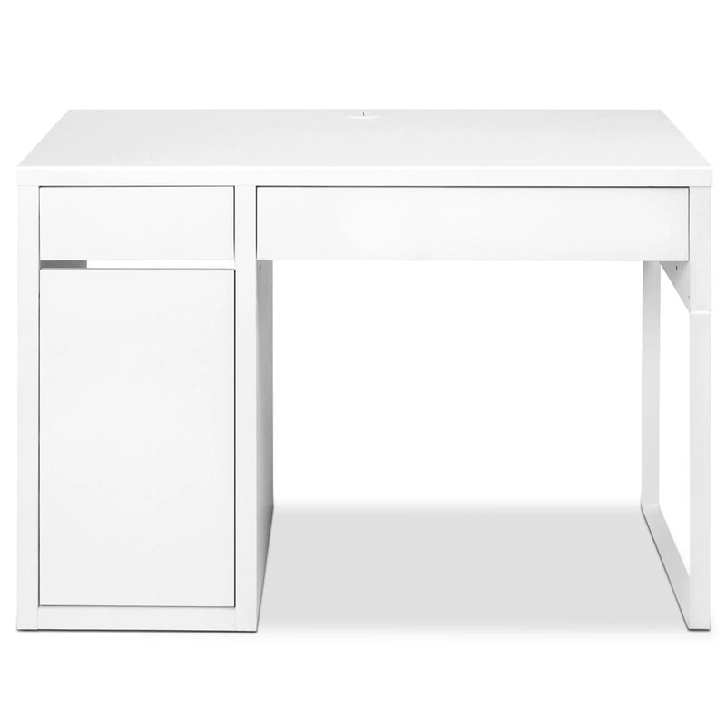 Artiss Metal Computer Office Desk With Storage Cabinets - White