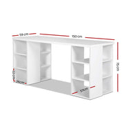 Artiss 3 Level Computer Study Desk with Storage & Bookshelf - White