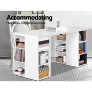 Artiss 3 Level Computer Study Desk with Storage & Bookshelf - White