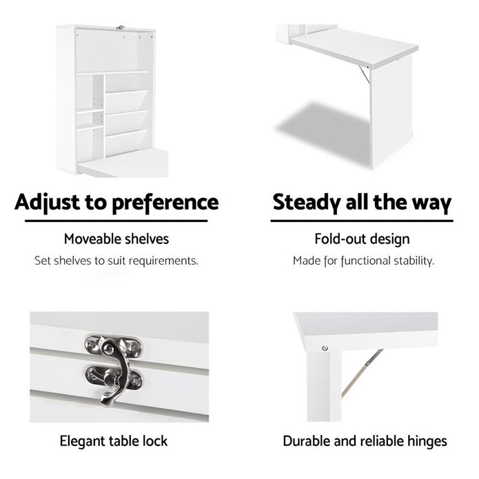 Artiss Foldable Study Computer Desk with Bookshelf - White