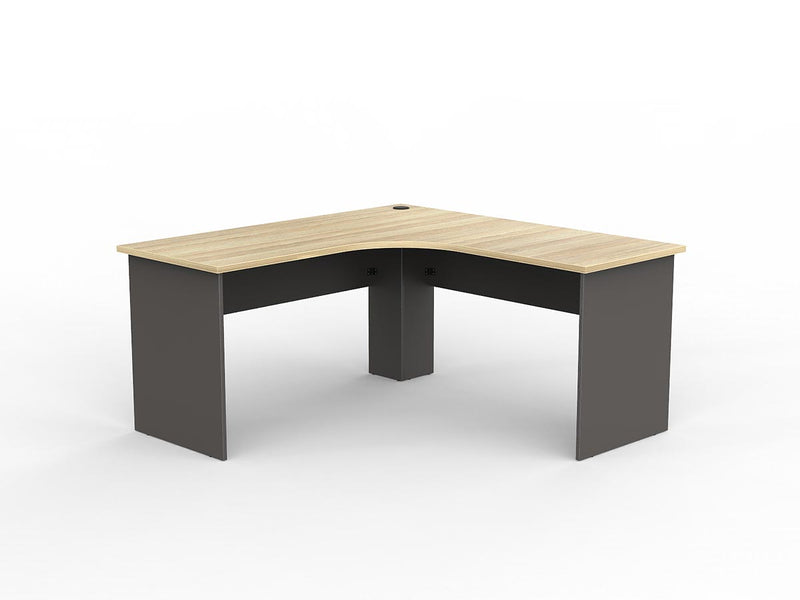 EkoSystem 90º Corner Workstation 1500mmX1500mmX600mm Natural Oak Charcoal
