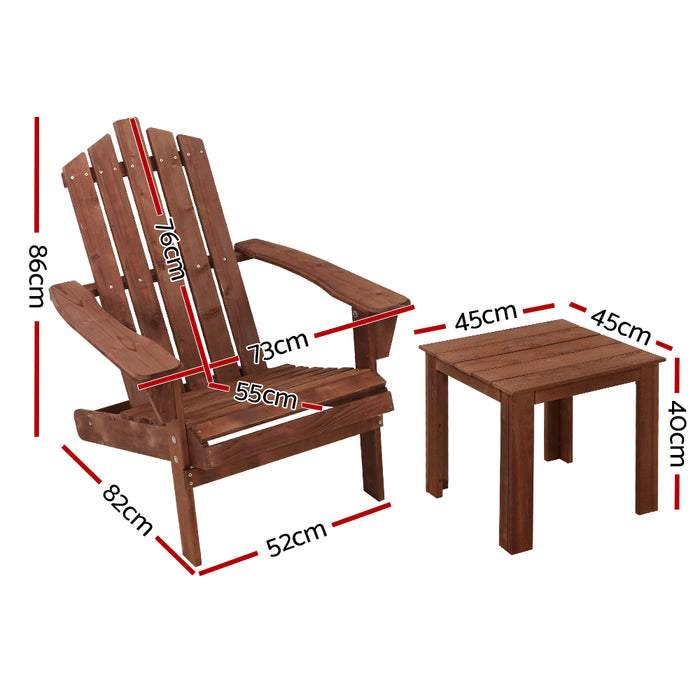 Gardeon Outdoor Sun Lounge Beach Chairs Table Setting Wooden Adirondack Patio Chair Lounge