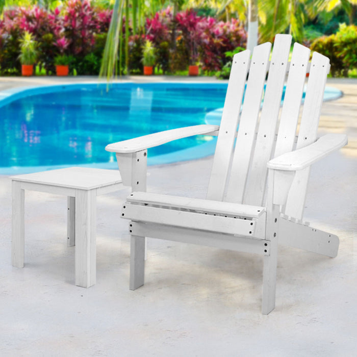 Gardeon Outdoor Sun Lounge Beach Chairs Table Setting Wooden Adirondack Patio Chair Lounge