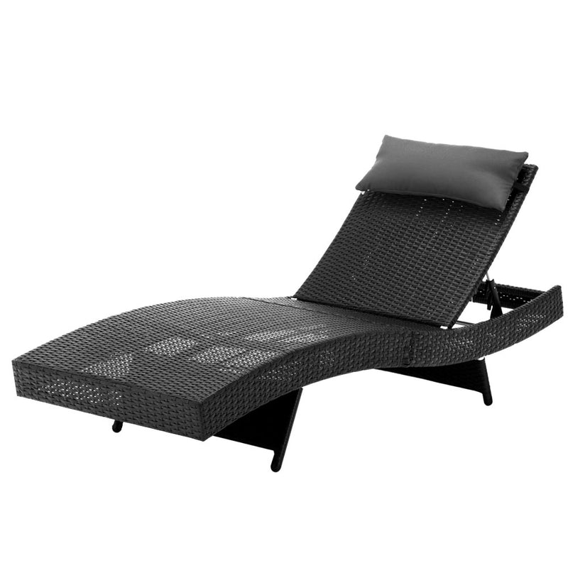 Gardeon Outdoor Wicker Sun Lounge Black