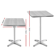 Bar Table Outdoor Furniture Adjustable Aluminium Pub Cafe Indoor Square Gardeon