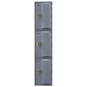 Steelco Heavy Duty HDPE Locker - Full Height Three Door Gray