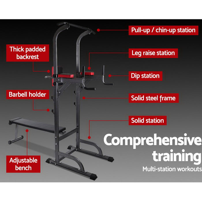 Everfit Power Tower 9-in-1 Multi-function Station Fitness Gym Equipmen