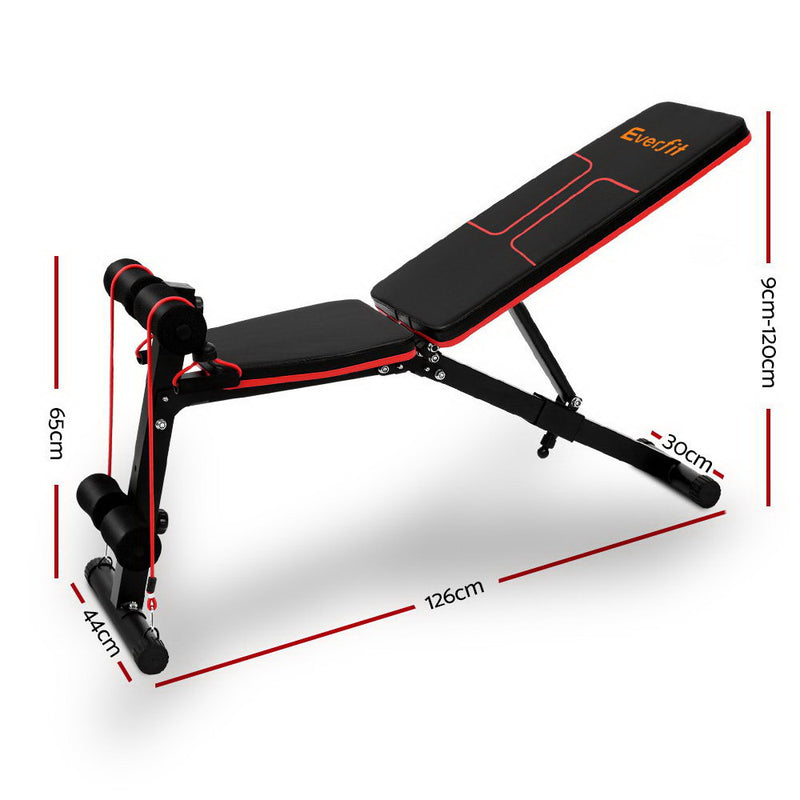 Everfit Adjustable Fid Weight Bench Fitness Flat Incline Gym Home Steel Frame