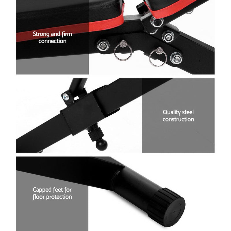 Everfit Adjustable Fid Weight Bench Fitness Flat Incline Gym Home Steel Frame