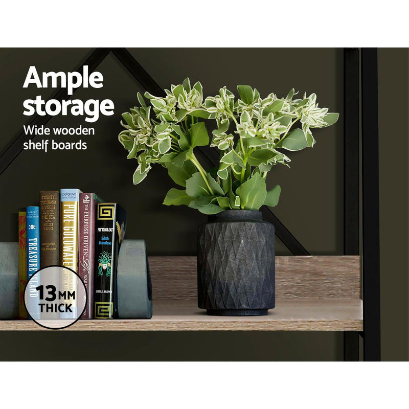 Artiss Bookshelf Metal Bookcase Bookshelves Oak Book Shelf Display Storage