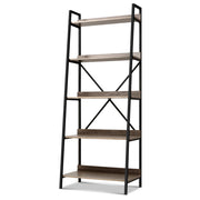 Artiss Bookshelf Metal Bookcase Bookshelves Oak Book Shelf Display Storage 5 Tier