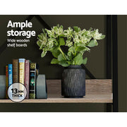 Artiss Bookshelf Metal Bookcase Bookshelves Oak Book Shelf Display Storage